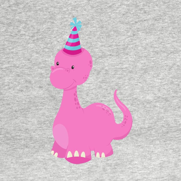 Birthday Dinosaur, Party Dinosaur, Pink Dinosaur by Jelena Dunčević